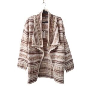 Good Hart Open Front Sweater Shrug Tan Womens Small Pockets Acrylic Blend Brown